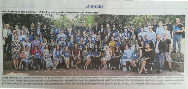 Zeitungsbericht der NOZ zum ersten Abitur an der IGS 2019.